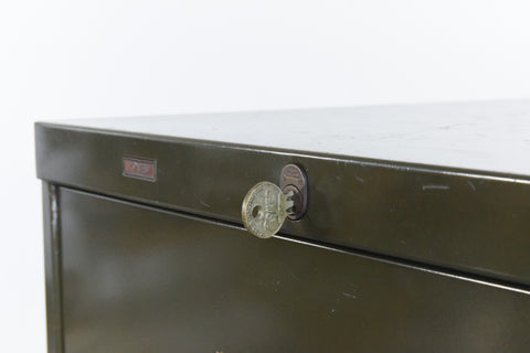 Vintage Green Metal Filing Cabinet by Roneo