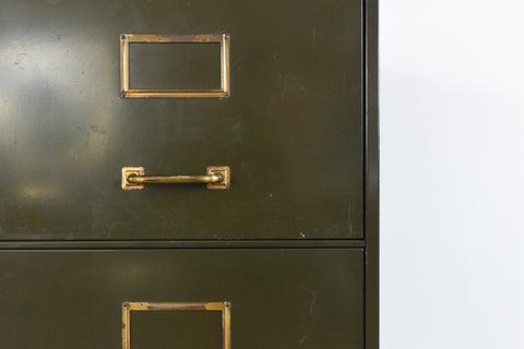 Vintage Green Metal Filing Cabinet by Roneo