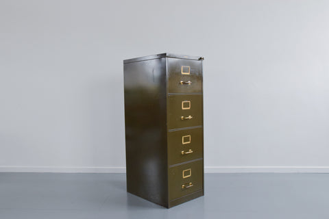 Vintage Green Metal Filing Cabinet by Shannon Systems