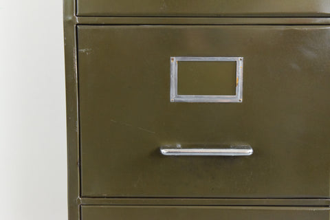 Vintage Green Metal Filing Cabinet by Howden