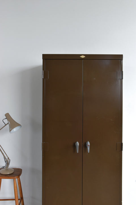 Vintage Green Metal Industrial Double Door Locker / Cabinet by Art Metal