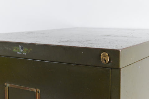 Vintage Green Metal Filing Cabinet by Remington