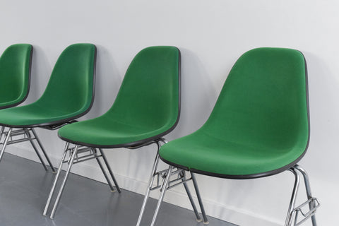 Vintage Single Green Upholstered Stacking DSS Eames Chair for Herman Miller