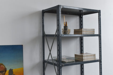 Vintage Grey Blue Dexion Industrial Adjustable Metal Shelving