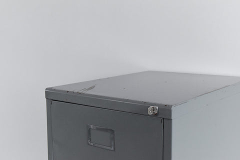 Vintage Grey Metal Filing Cabinet