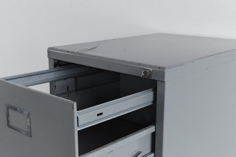 Vintage Grey Metal Filing Cabinet