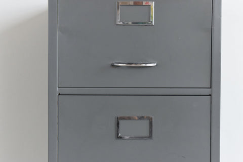 Vintage Grey Metal Filing Cabinet