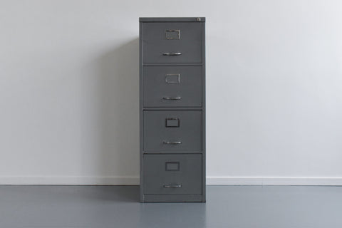 Vintage Grey Metal Filing Cabinet