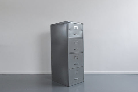 Vintage Grey Metal Filing Cabinet