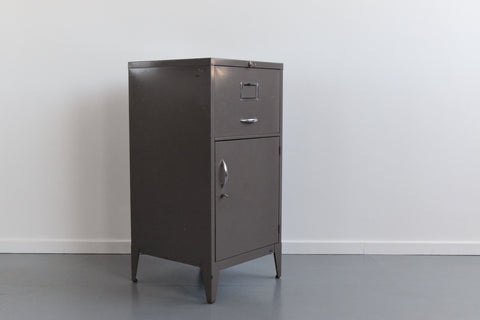 Vintage Grey Metal Filing Cabinet / Cupboard by Stol