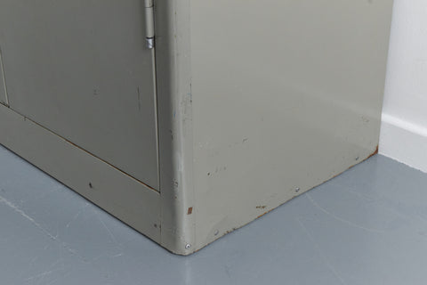 Vintage Grey Metal Industrial Double Door Locker / Cabinet by Triumph