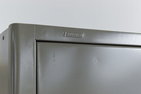 Vintage Grey Metal Industrial Double Door Locker / Cabinet by Triumph