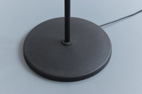 Vintage IKEA 'TRUBADUR' Metal Black Floor Lamp with 'BÄK' Rattan Lampshade