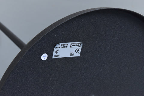 Vintage IKEA 'TRUBADUR' Metal Black Floor Lamp with 'BÄK' Rattan Lampshade