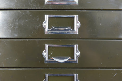Vintage Industrial Green 10 Drawer Metal Filing Cabinet by Stor