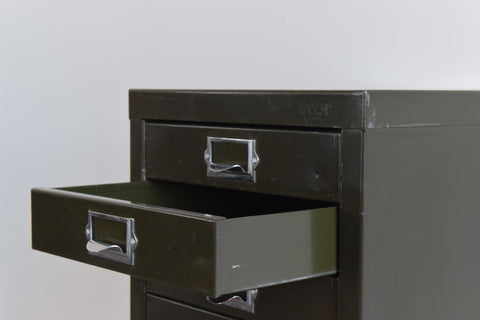 Vintage Industrial Green 10 Drawer Metal Filing Cabinet by Stor