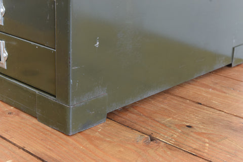 Vintage Industrial Green 10 Drawer Metal Filing Cabinet by Stor