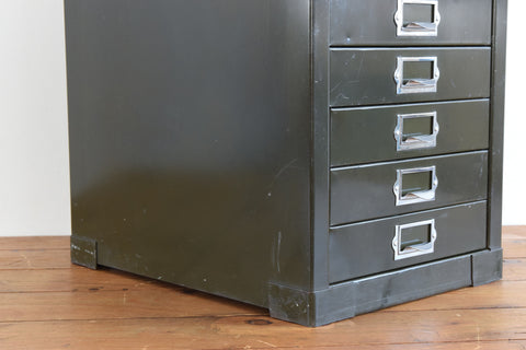 Vintage Industrial Green 10 Drawer Metal Filing Cabinet by Stor