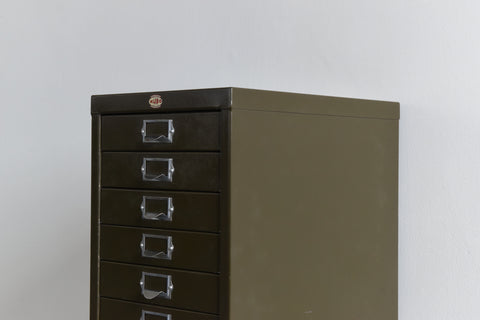 Vintage Industrial Green 15 Drawer Metal Filing Cabinet by Nubo