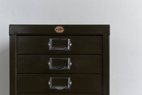 Vintage Industrial Green 15 Drawer Metal Filing Cabinet by Nubo