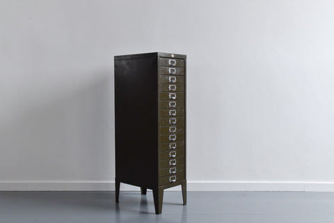 Vintage Industrial Green 15 Drawer Metal Filing Cabinet by Nubo