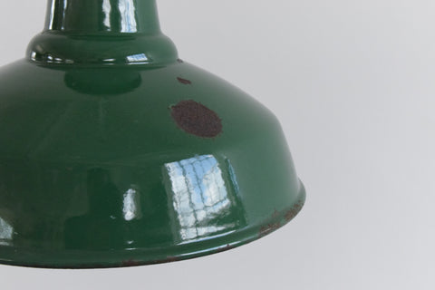 Vintage Industrial Green Enamel Pendant Light Shade