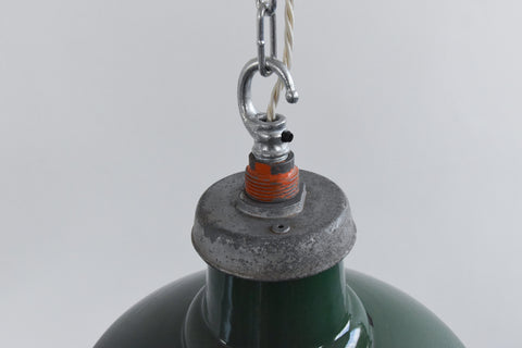 Vintage Industrial Green Enamel Pendant Light Shade