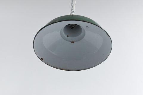 Vintage Industrial Green Enamel Pendant Light Shade