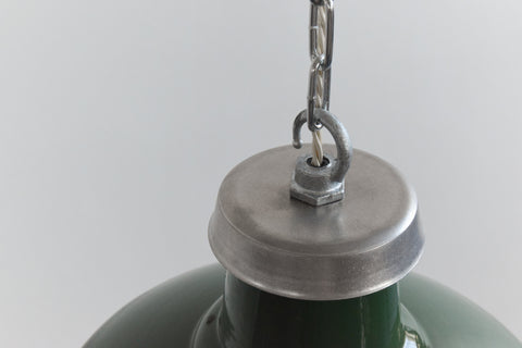 Vintage Industrial Green Enamel Pendant Light Shade with New Gallery