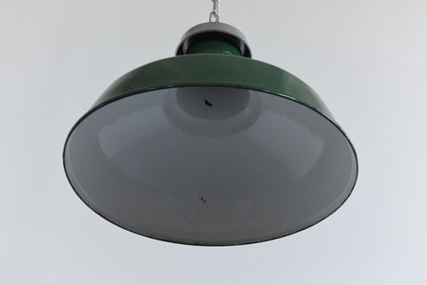 Vintage Industrial Green Enamel Pendant Light Shade with New Gallery