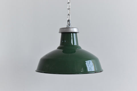 Vintage Industrial Green Enamel Pendant Light Shade with New Gallery