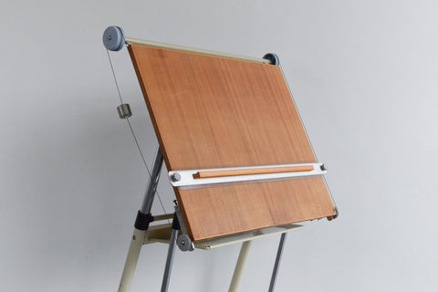 Vintage Industrial Wooden and Metal Framed Architect's Drafting Board by Neolt