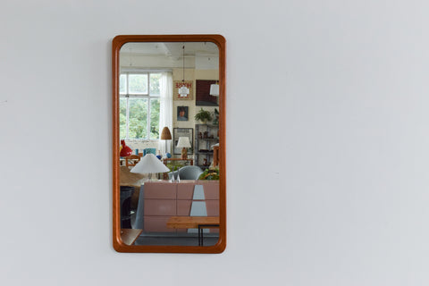 Vintage Large Danish Teak Wall Mirror by B.M. Spejle