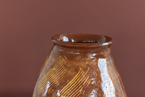 Vintage Large Glazed Terracotta Studio Pottery Vase
