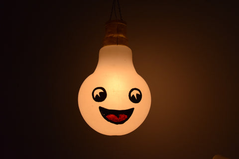 Vintage Large Novelty 1980s Plastic Light Bulb Pendant Lamp