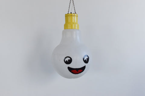 Vintage Large Novelty 1980s Plastic Light Bulb Pendant Lamp