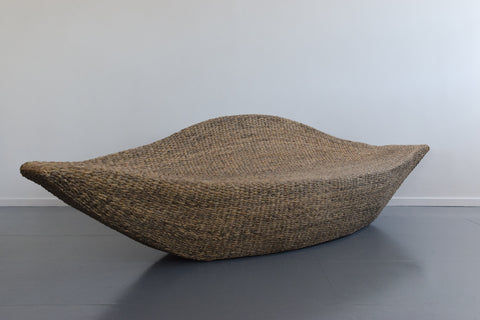 Vintage 1990s Large Sea Grass Gondola Sofa / Loveseat