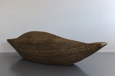 Vintage 1990s Large Sea Grass Gondola Sofa / Loveseat