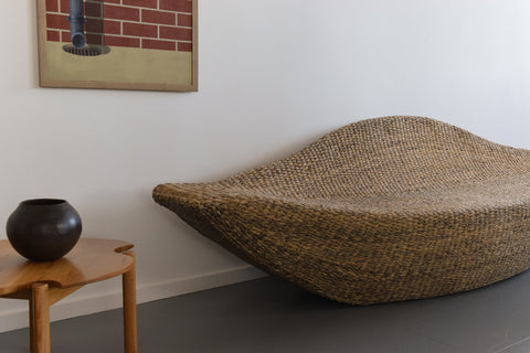Vintage 1990s Large Sea Grass Gondola Sofa / Loveseat