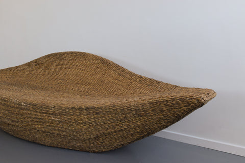 Vintage 1990s Large Sea Grass Gondola Sofa / Loveseat