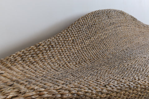 Vintage 1990s Large Sea Grass Gondola Sofa / Loveseat
