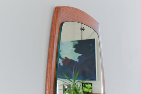 Vintage Long Teak Float Mounted Mirror