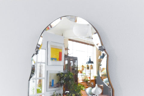 Vintage Long Frameless Bevelled Mirror