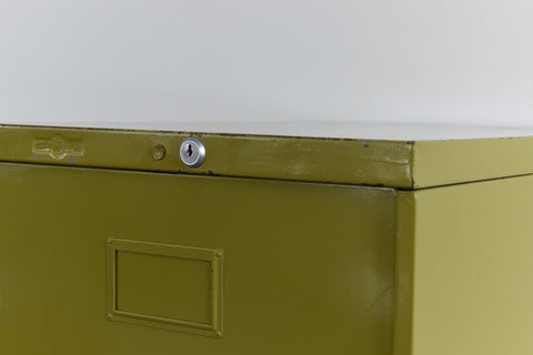 Vintage Metal Avocado Green 4 Drawer Filing Cabinet by Roneo