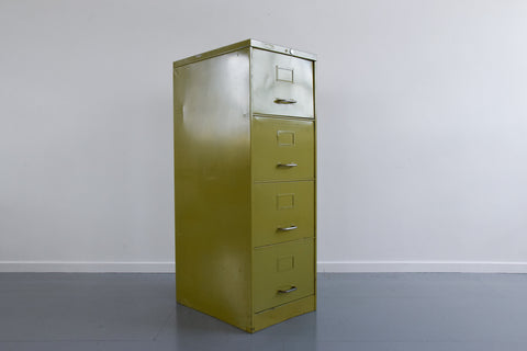 Vintage Metal Avocado Green 4 Drawer Filing Cabinet by Roneo