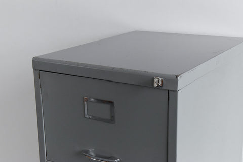 Vintage Grey Metal Filing Cabinet