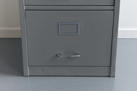 Vintage Grey Metal Filing Cabinet