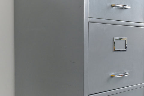 Vintage Grey Metal Filing Cabinet