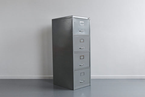 Vintage Grey Metal Filing Cabinet