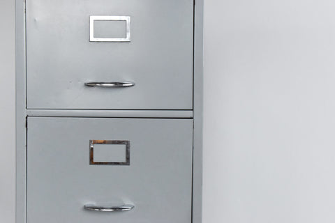 Vintage Grey Metal Filing Cabinet